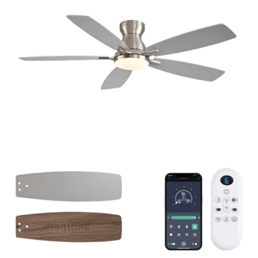 Ceiling Fans with Lights, 52 Inch Low Profile Ceiling Fan with Light and Remote Control, Flush Mount, DC Reversible Motor, Nois
Ceiling Fans with Lights, 52 Inch Low Profile Ceiling Fan with Light and Remote Control, Flush Mount, DC Reversible Motor, Nois