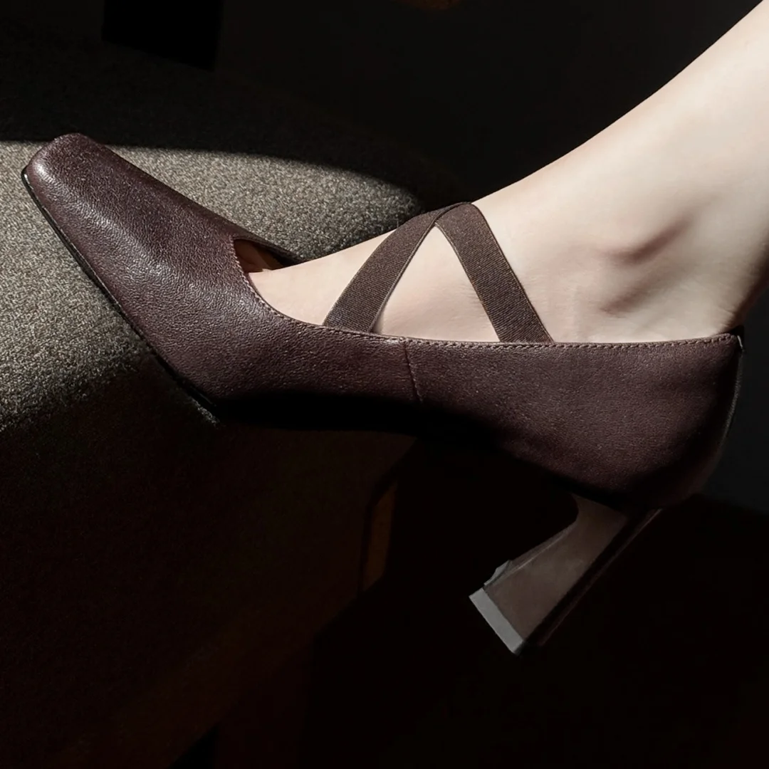 Women's sheepskin elastic band slip-on pumps elegant ladies OL style 7cm thick high heel daily slim dress heels shoes for woman
Women's sheepskin elastic band slip-on pumps elegant ladies OL style 7cm thick high heel daily slim dress heels shoes for woman