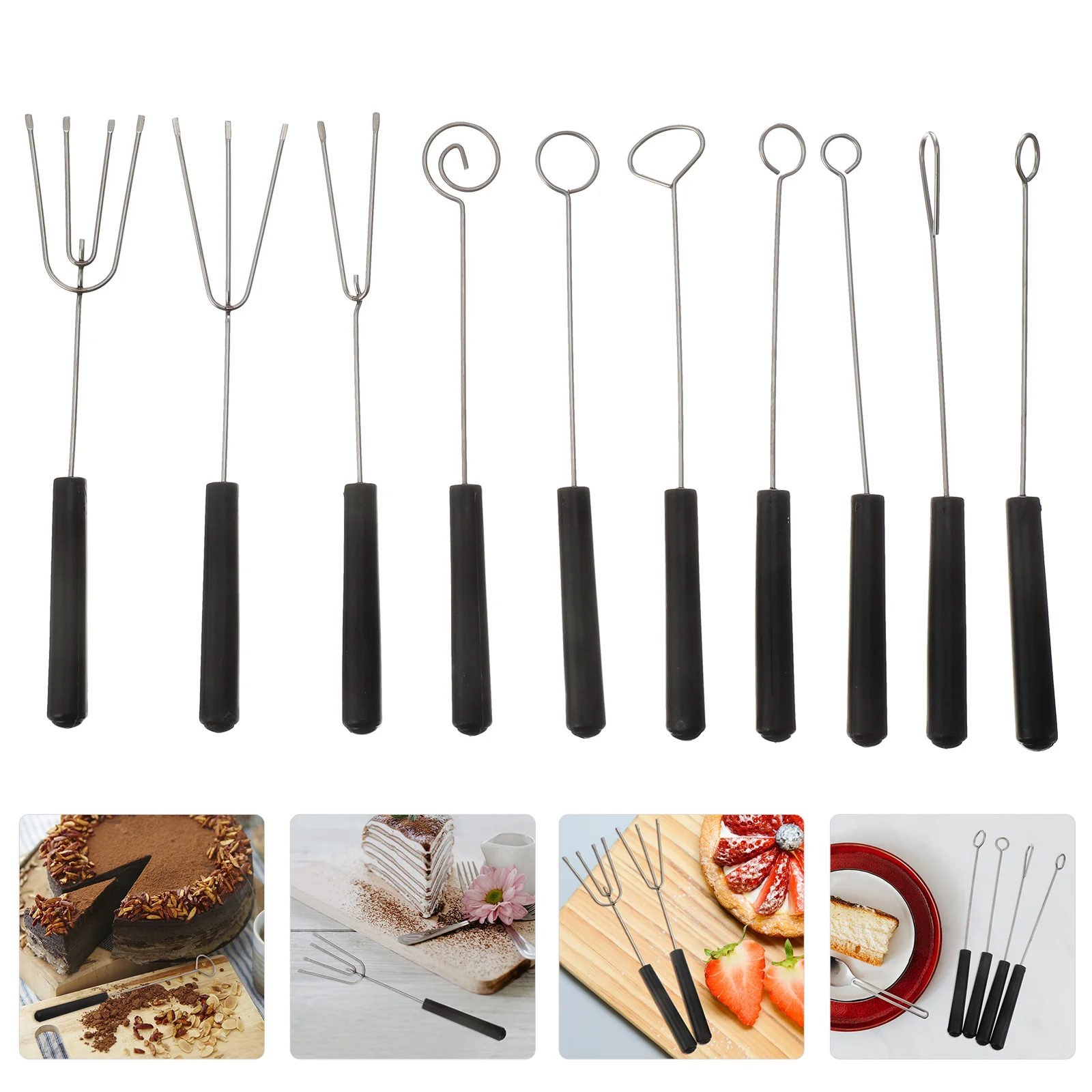 10 Pcs Chocolate Fork Tools Set Stainless Steel Baking Supplies Escargot Plate Fruit Dish Black Vintage Candy Forks
10 Pcs Chocolate Fork Tools Set Stainless Steel Baking Supplies Escargot Plate Fruit Dish Black Vintage Candy Forks