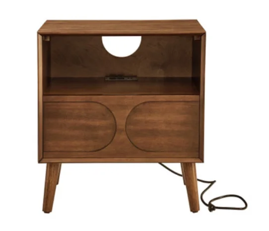 Larkin 22.75" Mid-Century Nightstand with Integrated Outlets & USB Ports, Walnut Finish
Larkin 22.75" Mid-Century Nightstand with Integrated Outlets & USB Ports, Walnut Finish