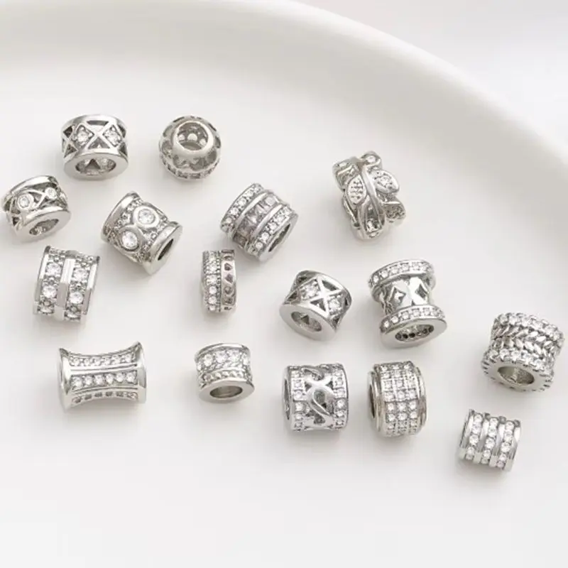 Platinum-Plated Zircon Barrel Beads, Large Holes, Separated from Beads, Passepartout, Handmade Beaded Jewelry Accessories, C180
Platinum-Plated Zircon Barrel Beads, Large Holes, Separated from Beads, Passepartout, Handmade Beaded Jewelry Accessories, C180