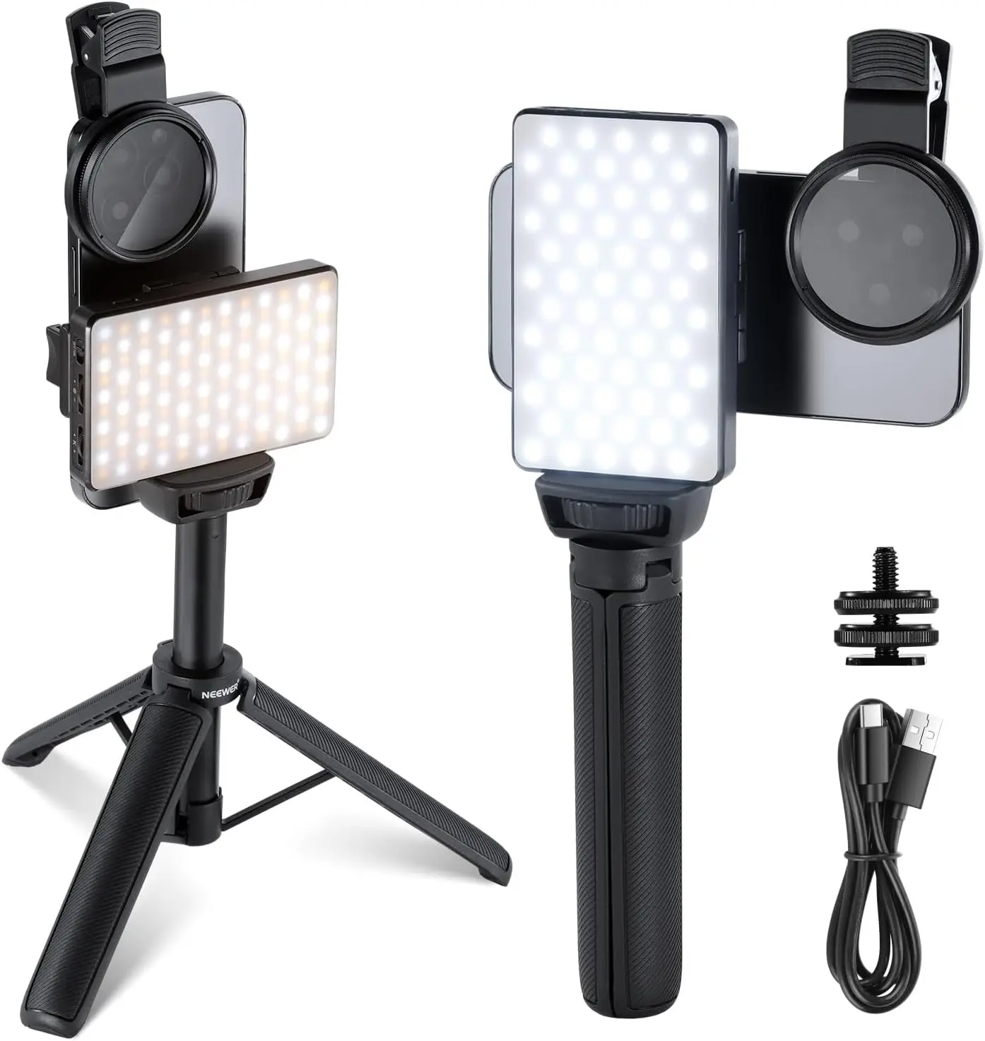 Светодиодный светильник для селфи с клипсой, фильтром CPL и штативом для фотографии iPhone, регулировка яркости 2500–9000 К, время работы 150 минут
Светодиодный светильник для селфи с клипсой, фильтром CPL и штативом для фотографии iPhone, регулировка яркости 2500–9000 К, время работы 150 минут