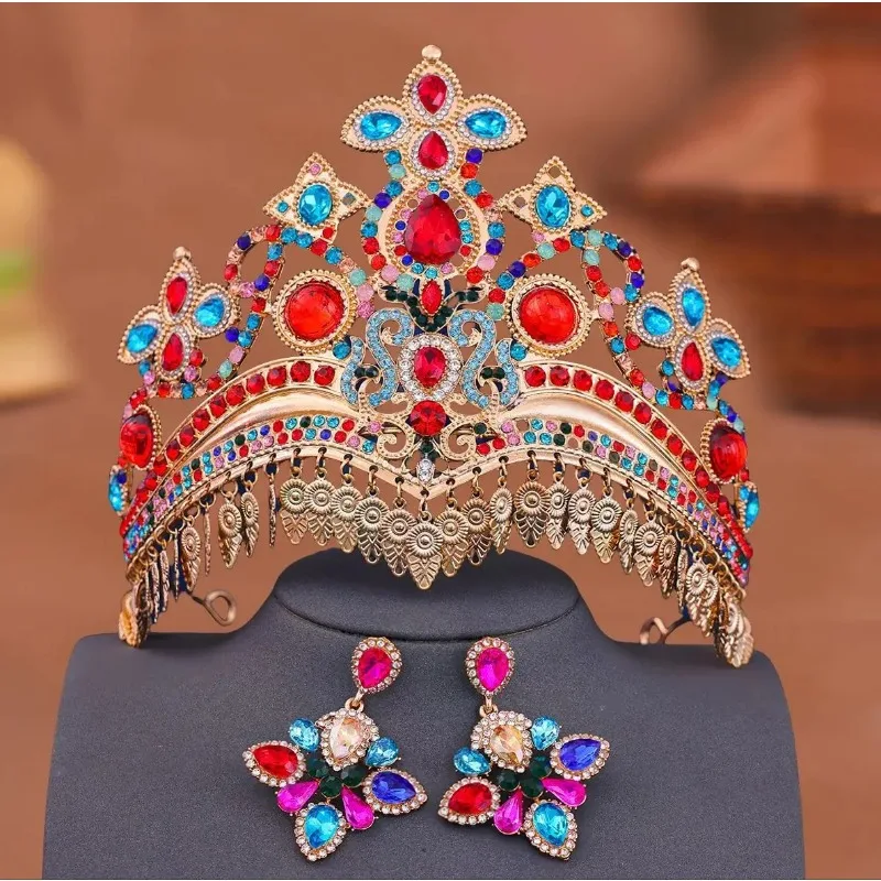 Luxury Women's Crown Earring Set Ethnic Tassel Hair Accessories Wedding Party Props
Luxury Women's Crown Earring Set Ethnic Tassel Hair Accessories Wedding Party Props