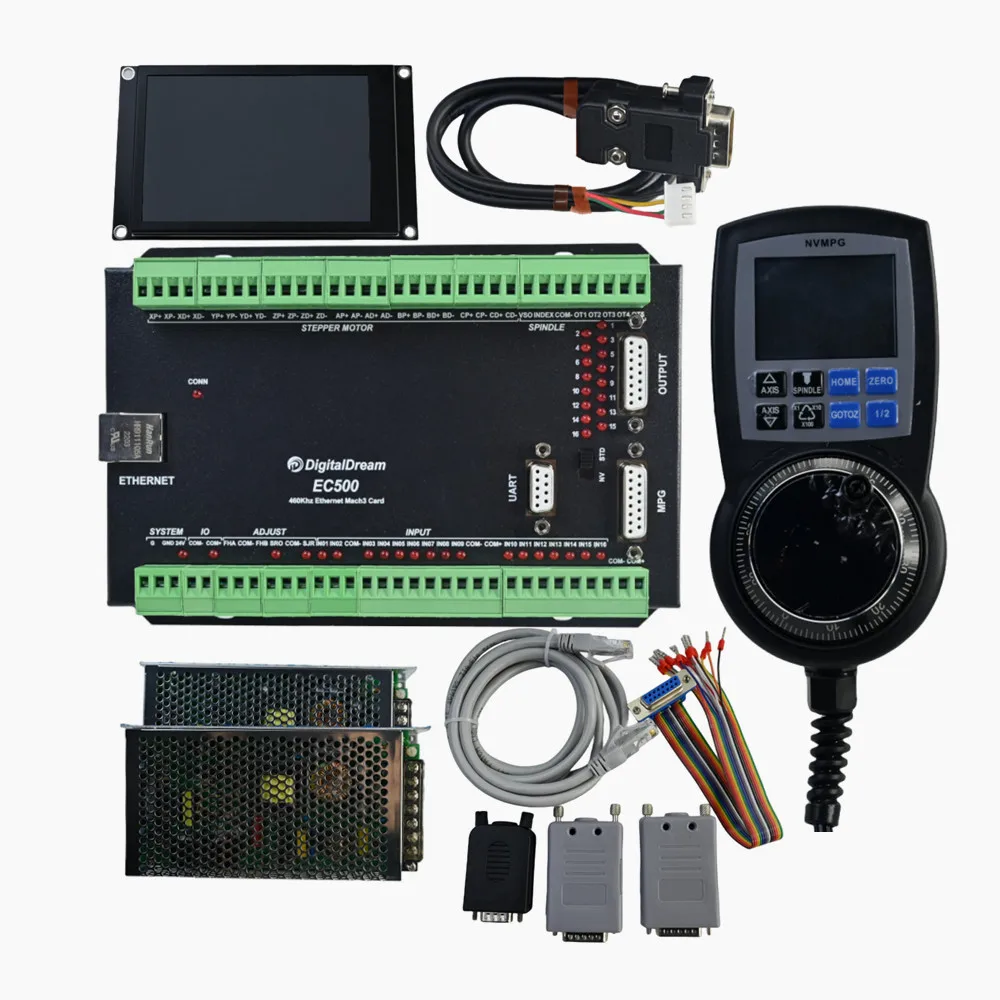 controller EC500 4/6 axis Mach3 interface board NVMPG & LCD & SMPS for numerical control engraving and milling machines
controller EC500 4/6 axis Mach3 interface board NVMPG & LCD & SMPS for numerical control engraving and milling machines