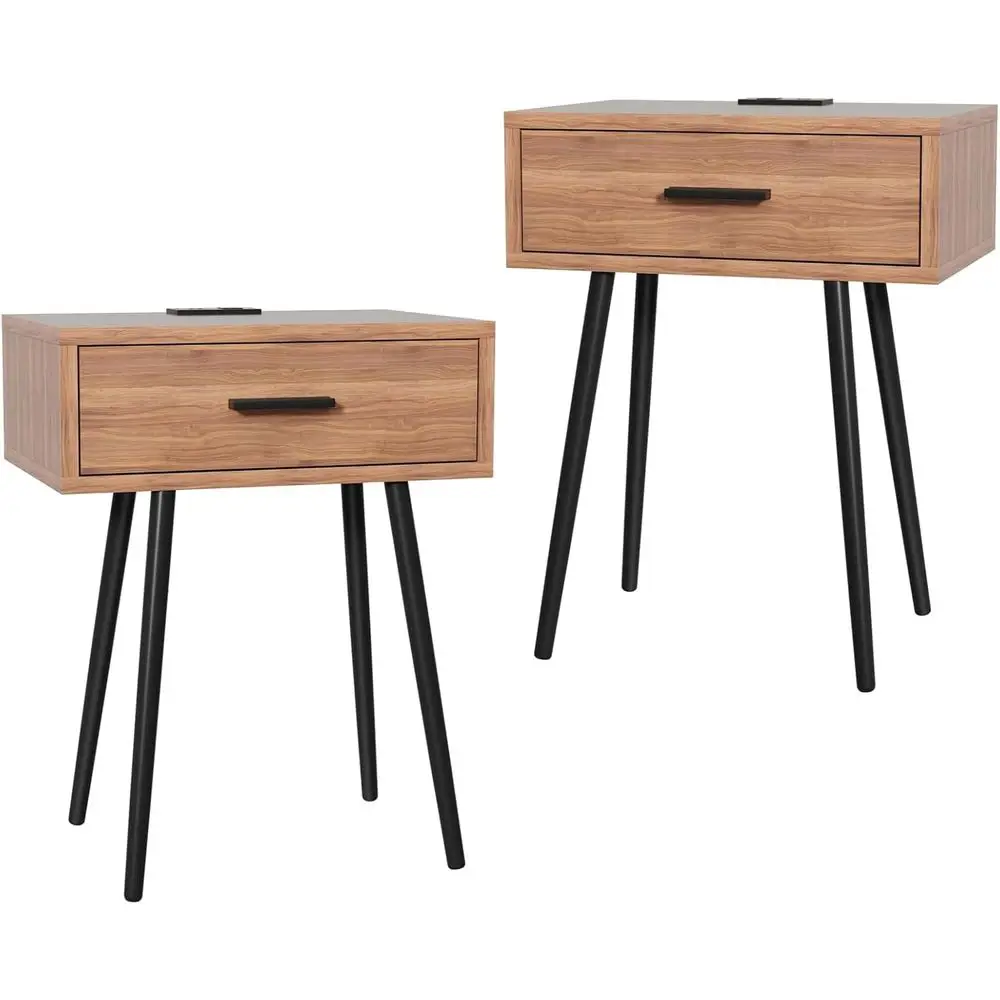 2-Piece Walnut Nightstand Set with Charging Port, Suitable for Small Side Tables, Nightstands, Bedrooms, Living Rooms, and Dorms
2-Piece Walnut Nightstand Set with Charging Port, Suitable for Small Side Tables, Nightstands, Bedrooms, Living Rooms, and Dorms