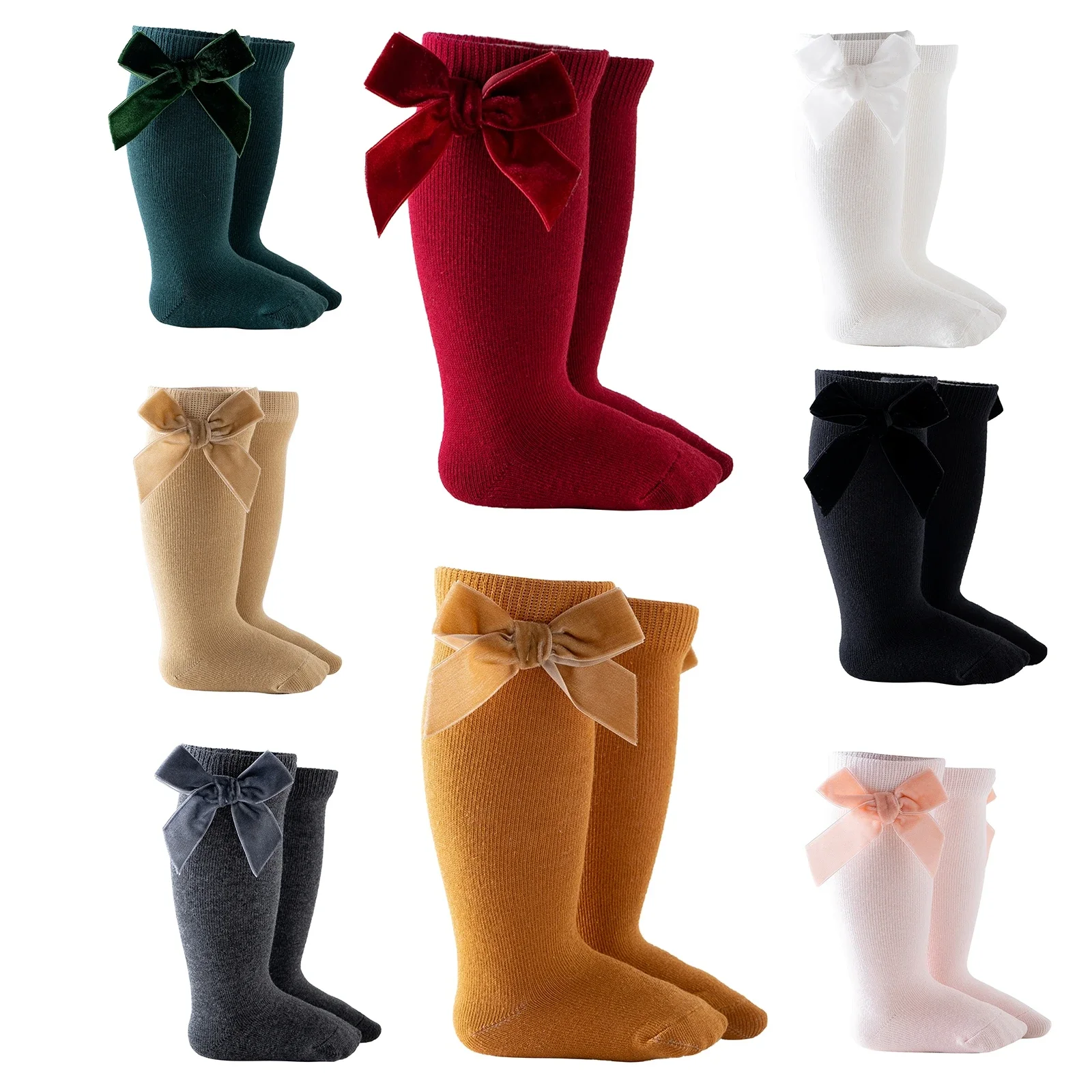 Baby Girls Knee High Socks Classic Solid Color Cotton Socks with Velvet Bow for Infants
Baby Girls Knee High Socks Classic Solid Color Cotton Socks with Velvet Bow for Infants