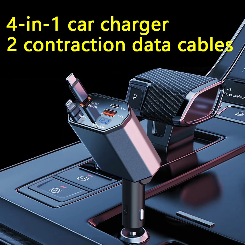 4-in-1 Universal Car Charger With Expandable Data Cable Fast Charging Cigarette Lighter USB for iPhone, Huawei, Samsung, Xiaomi
4-in-1 Universal Car Charger With Expandable Data Cable Fast Charging Cigarette Lighter USB for iPhone, Huawei, Samsung, Xiaomi