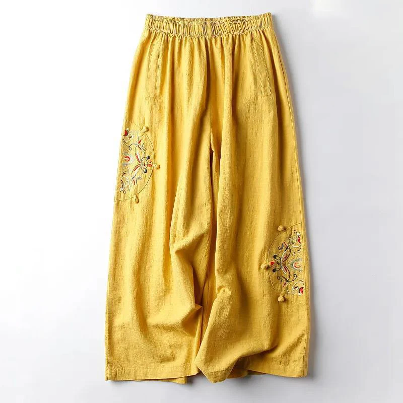 Ankel Length Pants Women Cotton Linen Style Casual Women's Wide Leg Summer Fashion Retro Embroidery Trousers Zen Tea Tang Suit
Ankel Length Pants Women Cotton Linen Style Casual Women's Wide Leg Summer Fashion Retro Embroidery Trousers Zen Tea Tang Suit