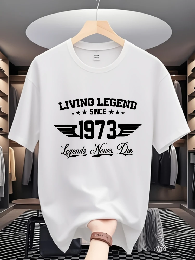 1973 Living Legend Graphic-Geometric Design with Wings & Stars design-100% cotton O-neck short sleeve men's printed T-shirt.
1973 Living Legend Graphic-Geometric Design with Wings & Stars design-100% cotton O-neck short sleeve men's printed T-shirt.