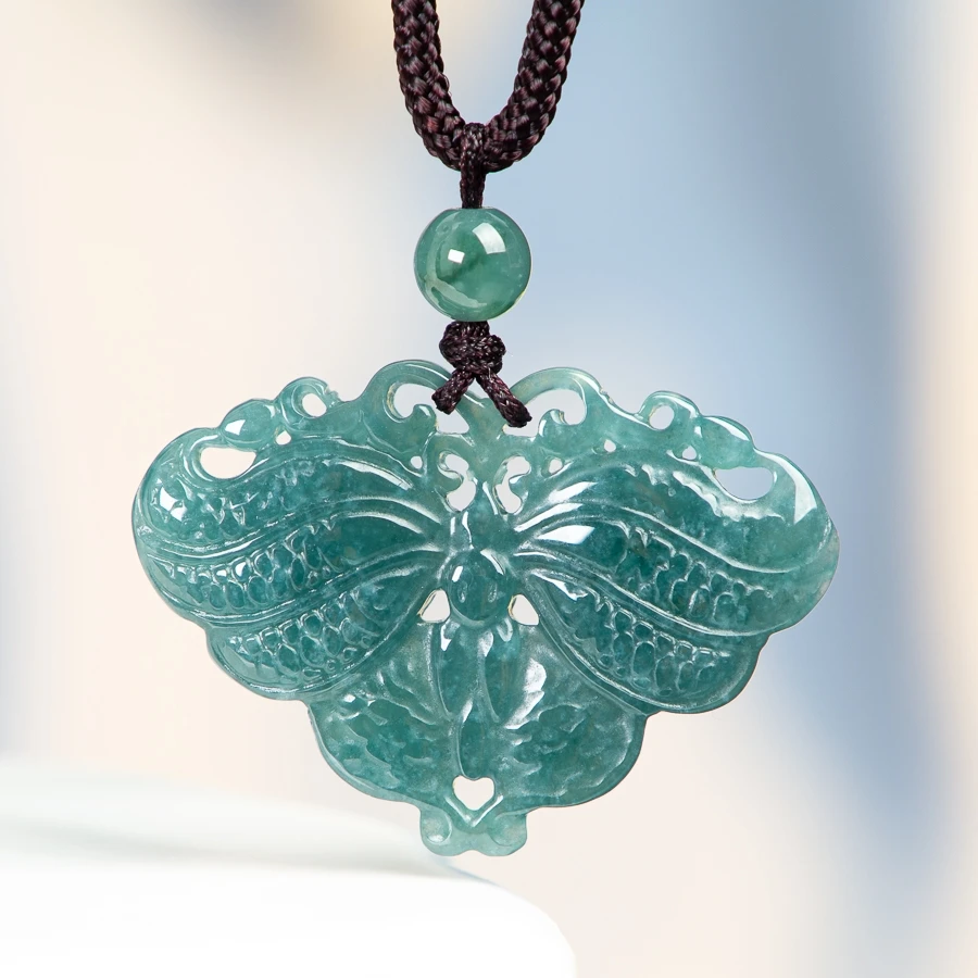 TIMESWIND Natural A-type Jade Blue Butterfly Double-sided Carved Pendant Women Necklace with Certificate
TIMESWIND Natural A-type Jade Blue Butterfly Double-sided Carved Pendant Women Necklace with Certificate