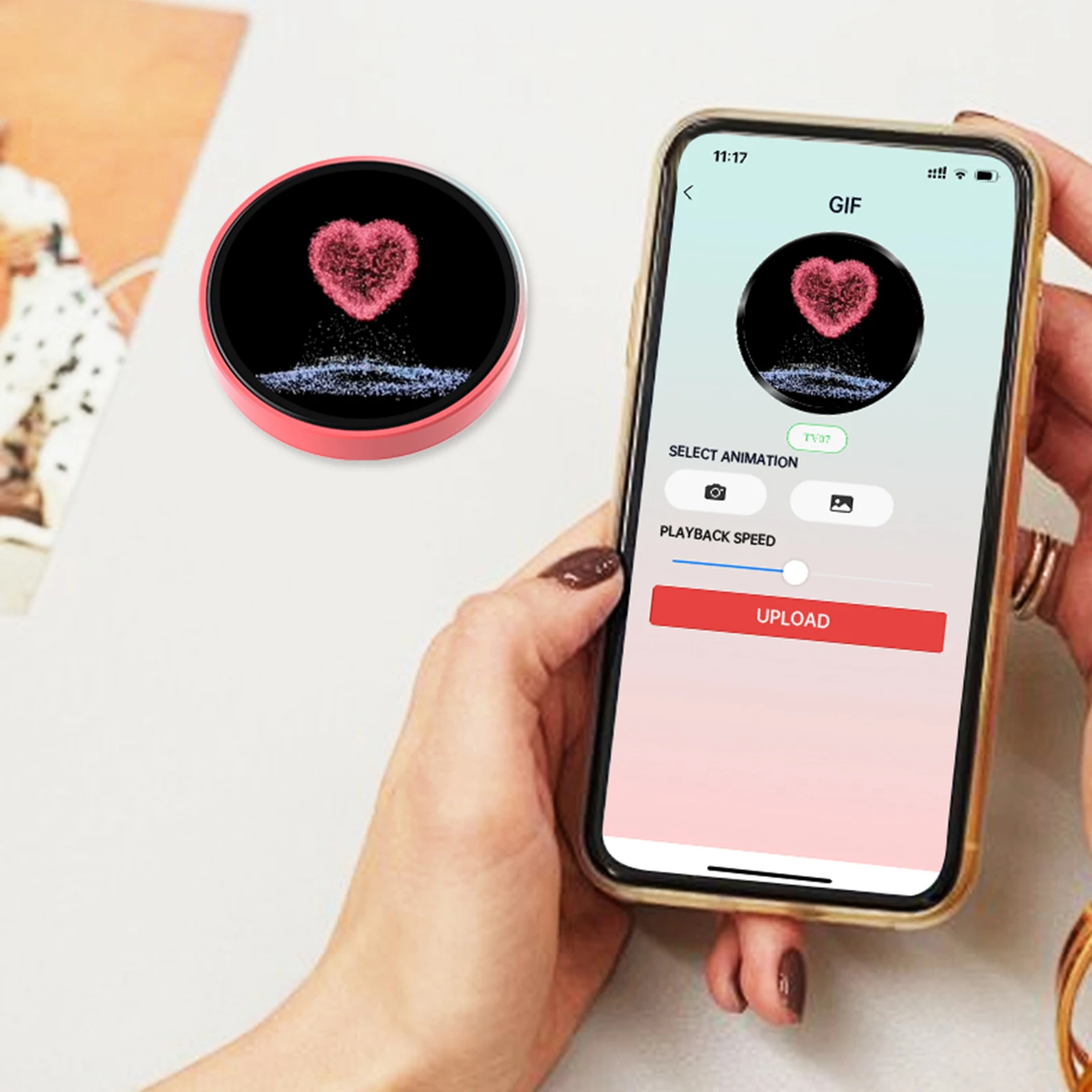 BT5.4 1,85-дюймовый IPS электронный аниме электронный значок с градиентом цвета и динамическим дисплеем GIF/3-секундное видео с эксклюзивной передачей изображения через приложение
BT5.4 1,85-дюймовый IPS электронный аниме электронный значок с градиентом цвета и динамическим дисплеем GIF/3-секундное видео с эксклюзивной передачей изображения через приложение