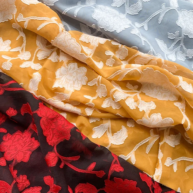 Jacquard Cut Flower Chiffon Fabric Polyester Fabric for Women's Dress Shirt Making
Jacquard Cut Flower Chiffon Fabric Polyester Fabric for Women's Dress Shirt Making