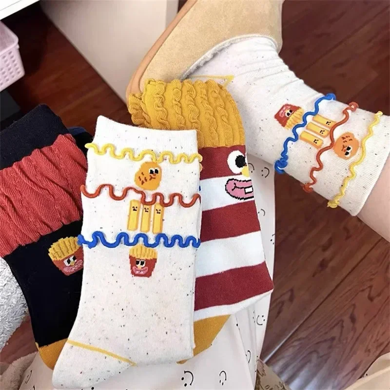 Women Funny Crew Socks Kawaii Fries Design Trendy Pure Cotton Cute Cartoon Ugly-cute Long Sock Ins Style Designer Ankle Socks
Women Funny Crew Socks Kawaii Fries Design Trendy Pure Cotton Cute Cartoon Ugly-cute Long Sock Ins Style Designer Ankle Socks