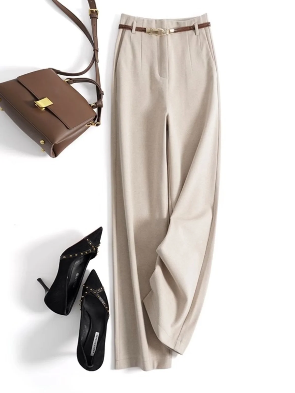 Ele High Waist Wide Leg Pants Women's Loose Fit Woolen Long Straight Cut Trousers Commute Sle Premium Quali
Ele High Waist Wide Leg Pants Women's Loose Fit Woolen Long Straight Cut Trousers Commute Sle Premium Quali