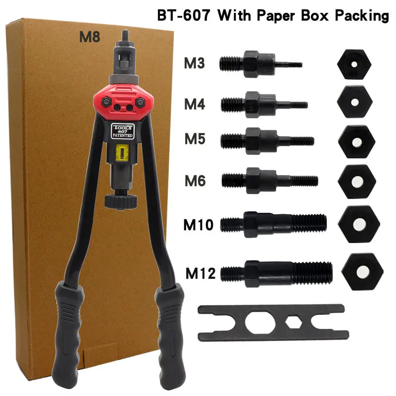 BT-607 16" Manual Riveter Gun Hand Rivet Manual cap gun Tool Kit Rivet Nut Setting Tool Nut Setter M3/M4/M5/M6/M8/M10/M12
BT-607 16" Manual Riveter Gun Hand Rivet Manual cap gun Tool Kit Rivet Nut Setting Tool Nut Setter M3/M4/M5/M6/M8/M10/M12
