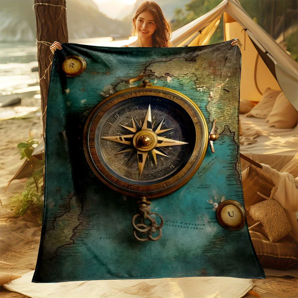 Digital Print Nautical Compass World Map Design Flannel Throw Blanket - Non-Woven, Polyester, Reversible, All-Season, Conte
Digital Print Nautical Compass World Map Design Flannel Throw Blanket - Non-Woven, Polyester, Reversible, All-Season, Conte