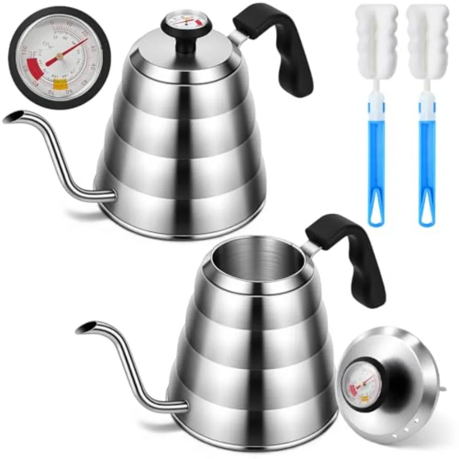 2 Sets Tea Kettle with Thermometer Pot and 2 Pcs Brushes 40 Fl oz Stainless Steel Gooseneck Pour over Coffee Maker Teapot Pour
2 Sets Tea Kettle with Thermometer Pot and 2 Pcs Brushes 40 Fl oz Stainless Steel Gooseneck Pour over Coffee Maker Teapot Pour