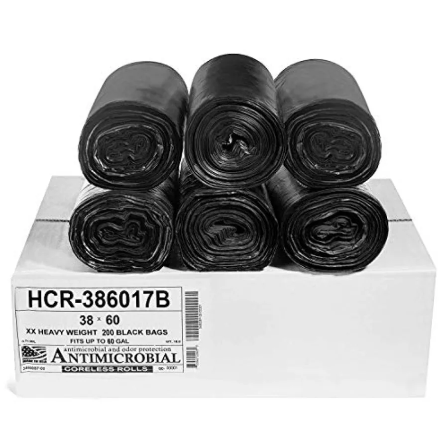 High Density Trash Bags 60 Gallon 200 Count 17 Micron eq 38" x 60" for Bathroom Office Industrial Commercial Janitorial Municip
High Density Trash Bags 60 Gallon 200 Count 17 Micron eq 38" x 60" for Bathroom Office Industrial Commercial Janitorial Municip