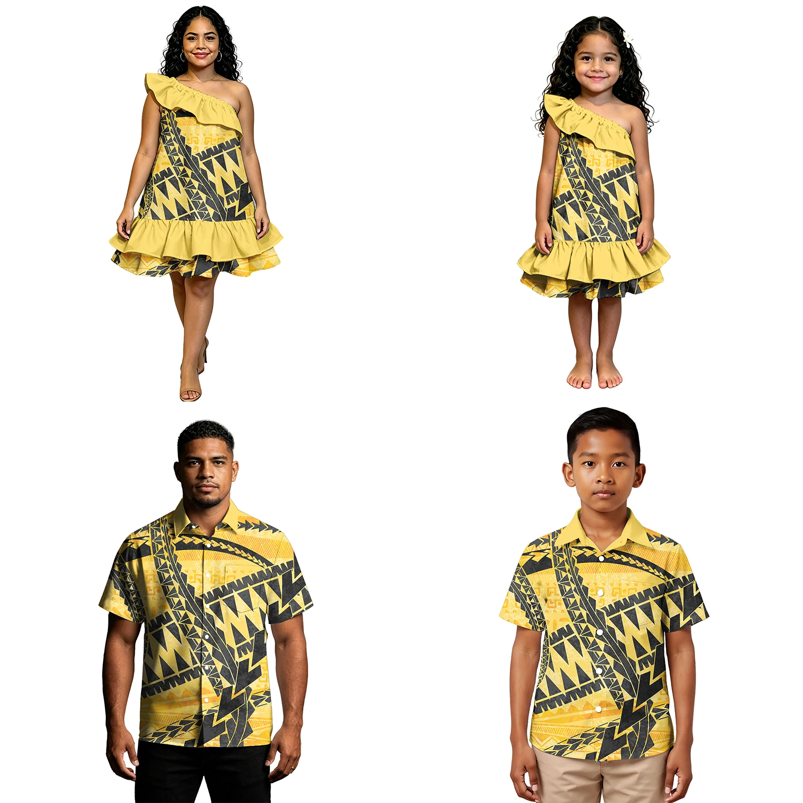 Family Matching Outfits Polynesian Father and Son Fashion Shirts Tropical Pattern Mommy and Daughter Elegant Island Dress Samoan
Family Matching Outfits Polynesian Father and Son Fashion Shirts Tropical Pattern Mommy and Daughter Elegant Island Dress Samoan
