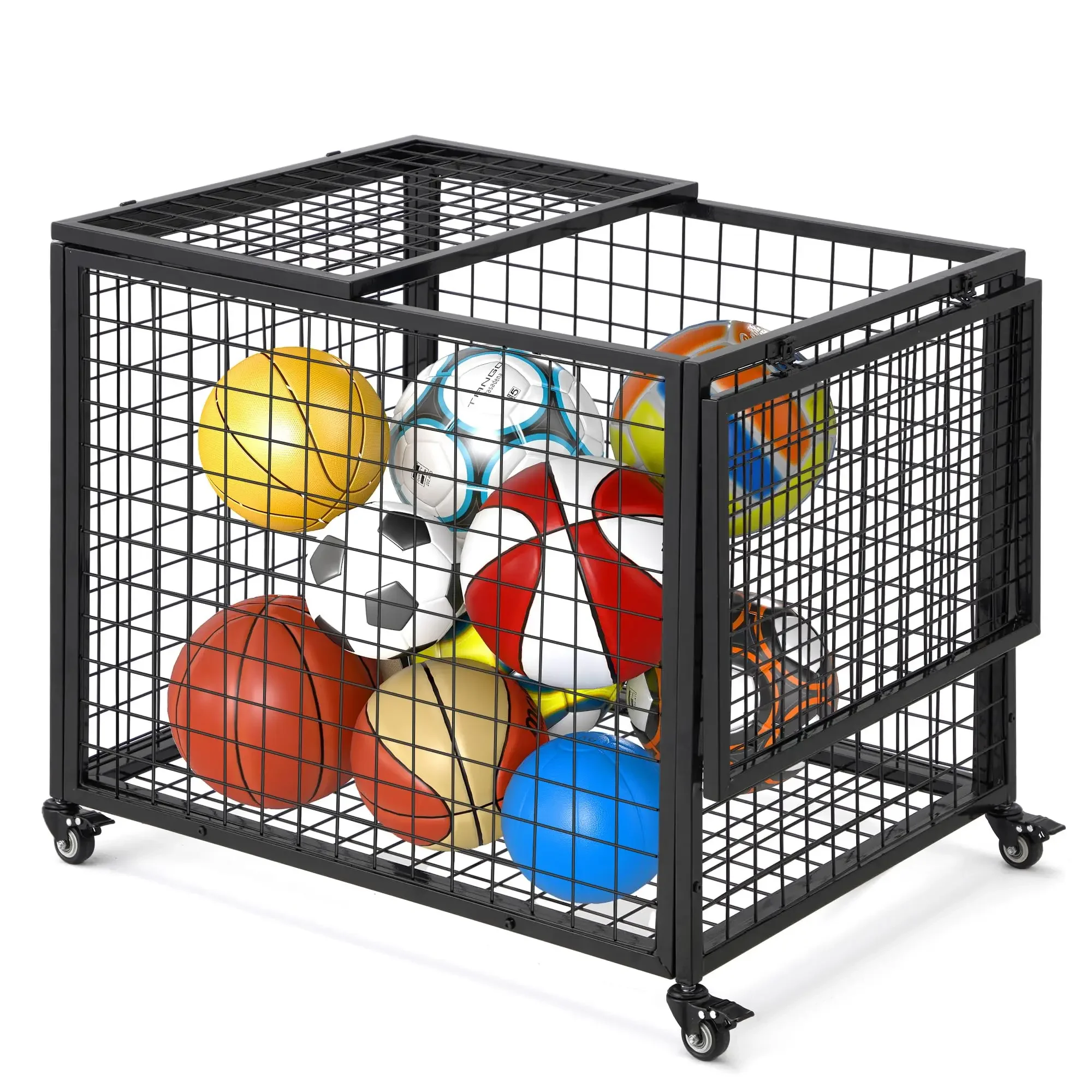 Ball Cart Garage Sports Equipment Basketball Organizer Bin with Lockable Lid for Indoor Outdoor Rolling Exercise Ball Holder
Ball Cart Garage Sports Equipment Basketball Organizer Bin with Lockable Lid for Indoor Outdoor Rolling Exercise Ball Holder