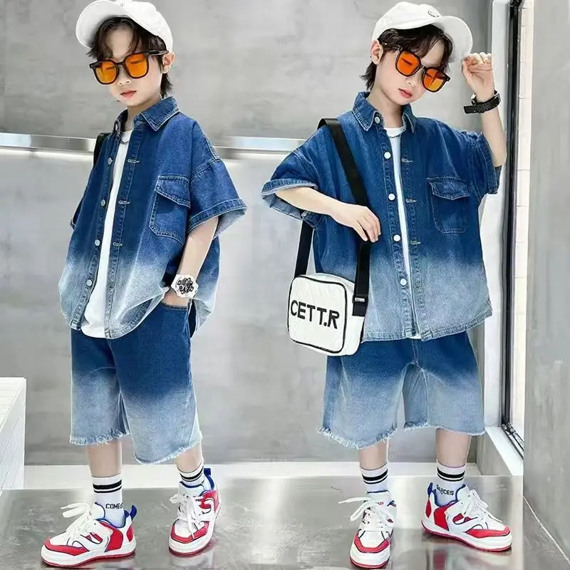 Children's Summer Set 2025 New Boys' Middle and Big Boys' Summer Thin Denim Short Sleeve Two Piece Set Fashionable
Children's Summer Set 2025 New Boys' Middle and Big Boys' Summer Thin Denim Short Sleeve Two Piece Set Fashionable