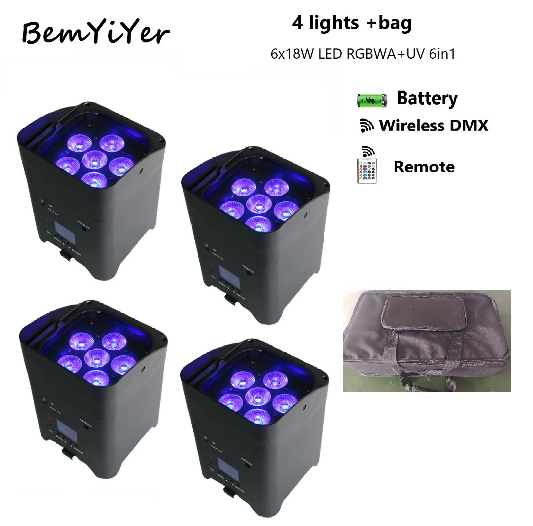 4 упаковки, 6x18 Вт, на батарейках, беспроводная DMX IR DJ светодиодная сумка для Uplights/RGBWA + UV 6in1 для DJ-вечеринок, мероприятий, свадьбы
4 упаковки, 6x18 Вт, на батарейках, беспроводная DMX IR DJ светодиодная сумка для Uplights/RGBWA + UV 6in1 для DJ-вечеринок, мероприятий, свадьбы