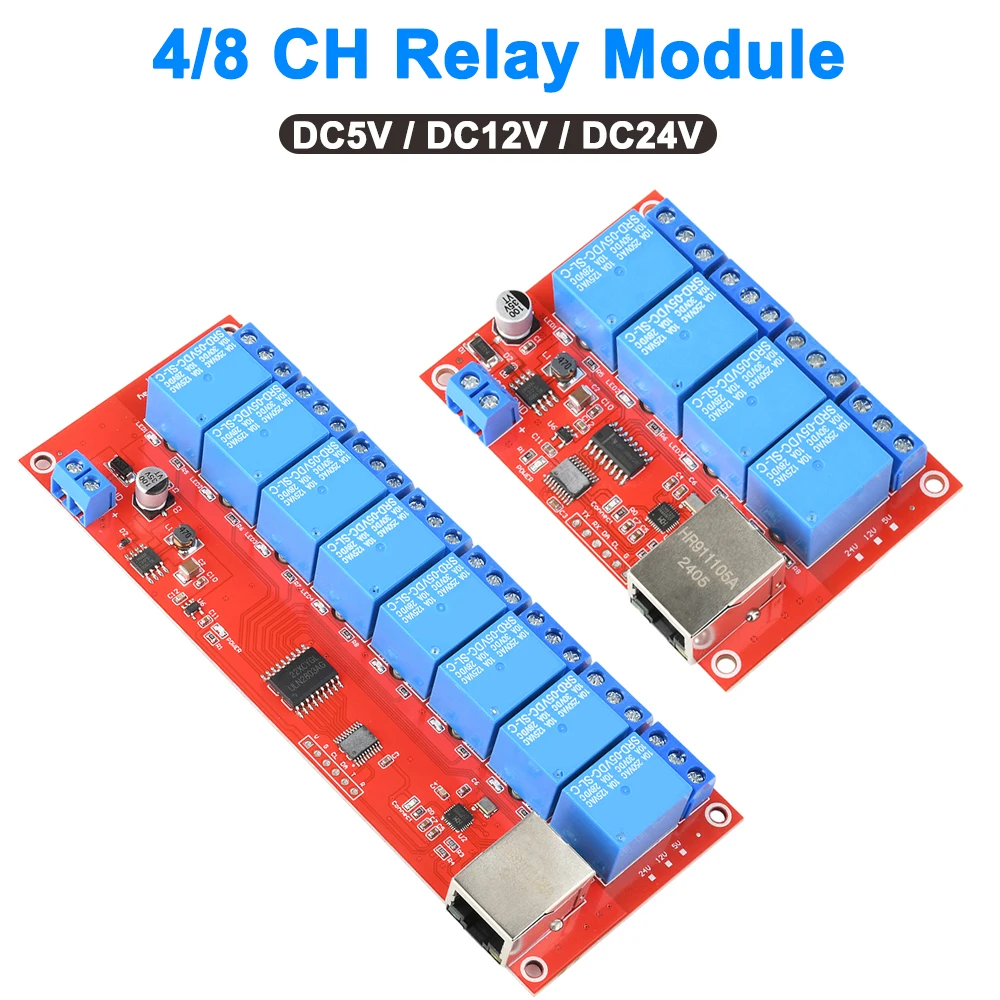 DC 5V/12V/24V 4/8 Way TCPIP Network Ethernet Relay Module Switch LAN Control Smart Device Remote Control
DC 5V/12V/24V 4/8 Way TCPIP Network Ethernet Relay Module Switch LAN Control Smart Device Remote Control