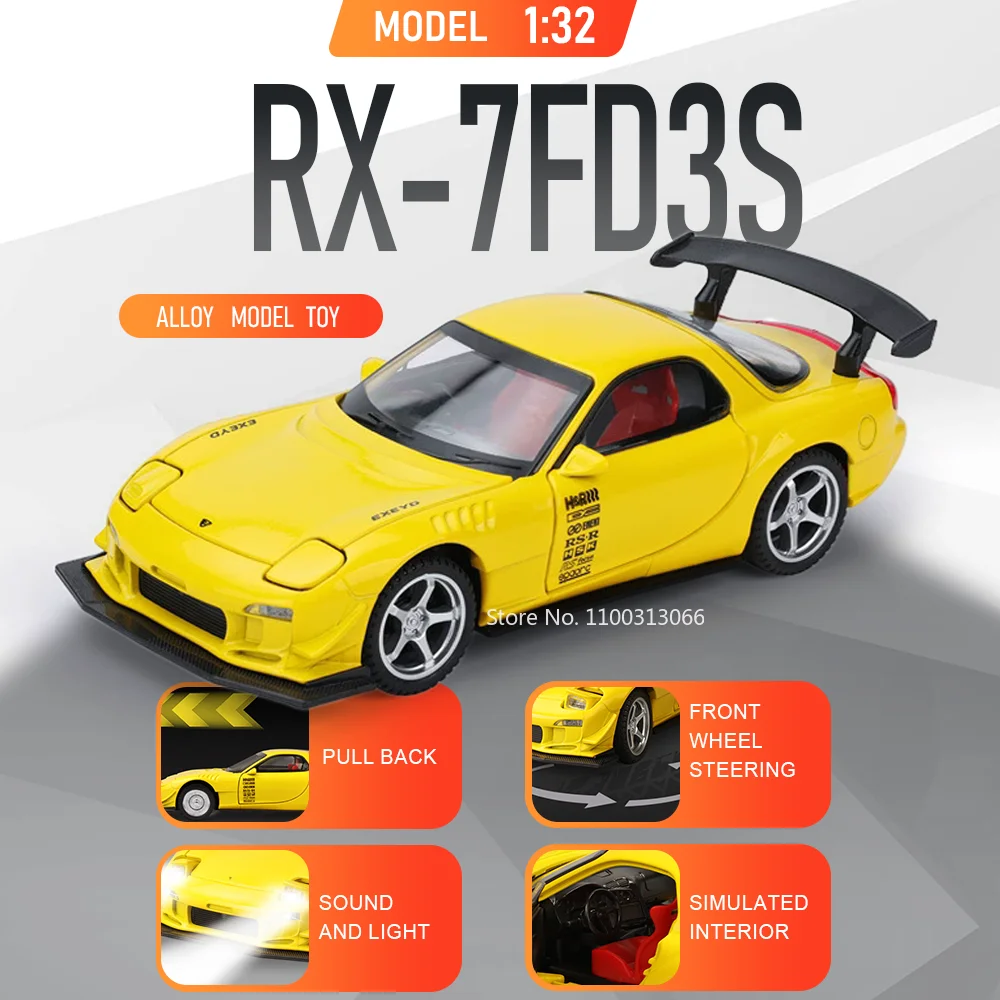 1:32 RX-7FD3S MX-5 Car Model Diecast Miniature Alloy Toy Doors Opened with Sound Light Pull Back Vehices Treasured Gifts for Boy
1:32 RX-7FD3S MX-5 Car Model Diecast Miniature Alloy Toy Doors Opened with Sound Light Pull Back Vehices Treasured Gifts for Boy