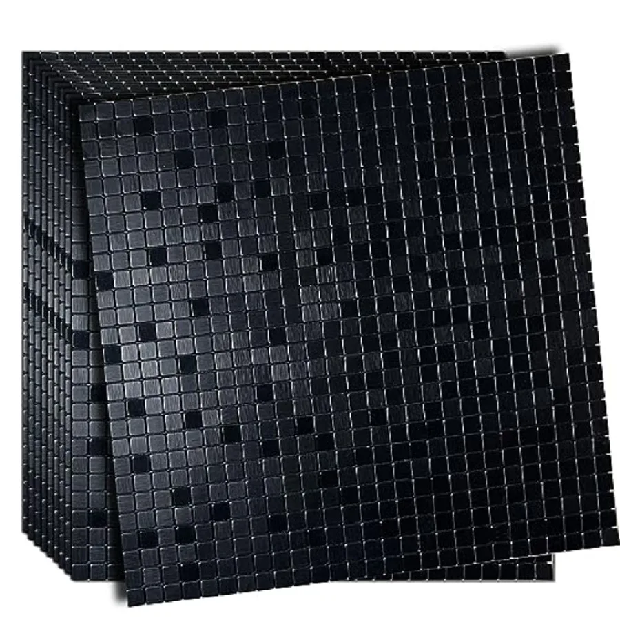 Kitchen peel and stick backsplash tiles, aluminum mosaic stickers, black surface, 11.41x11.41 per sheet, 10-sheet pack, durable
Kitchen peel and stick backsplash tiles, aluminum mosaic stickers, black surface, 11.41x11.41 per sheet, 10-sheet pack, durable