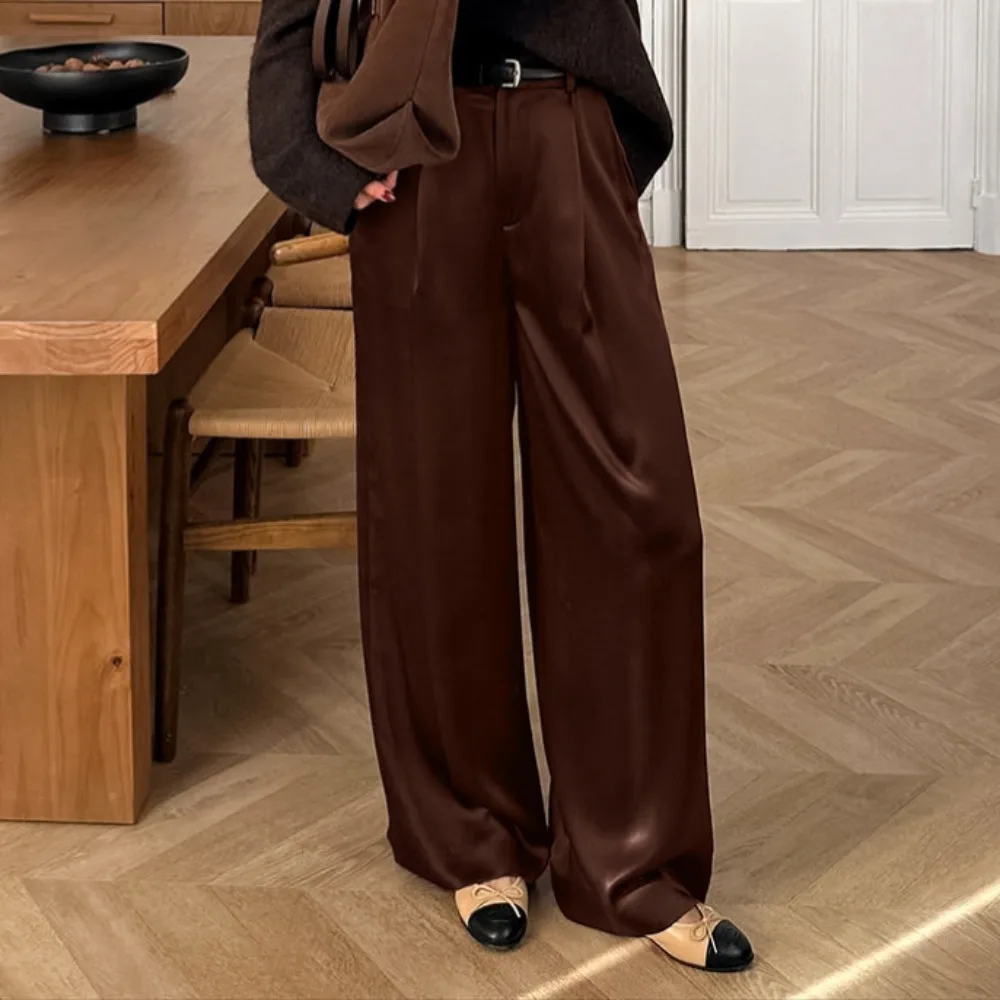 Spring and Summer Women Brown High Waist Wide Leg Pants Lazy Style Daily Office Vacation Soft Loose Casual Straight Leg Pants
Spring and Summer Women Brown High Waist Wide Leg Pants Lazy Style Daily Office Vacation Soft Loose Casual Straight Leg Pants