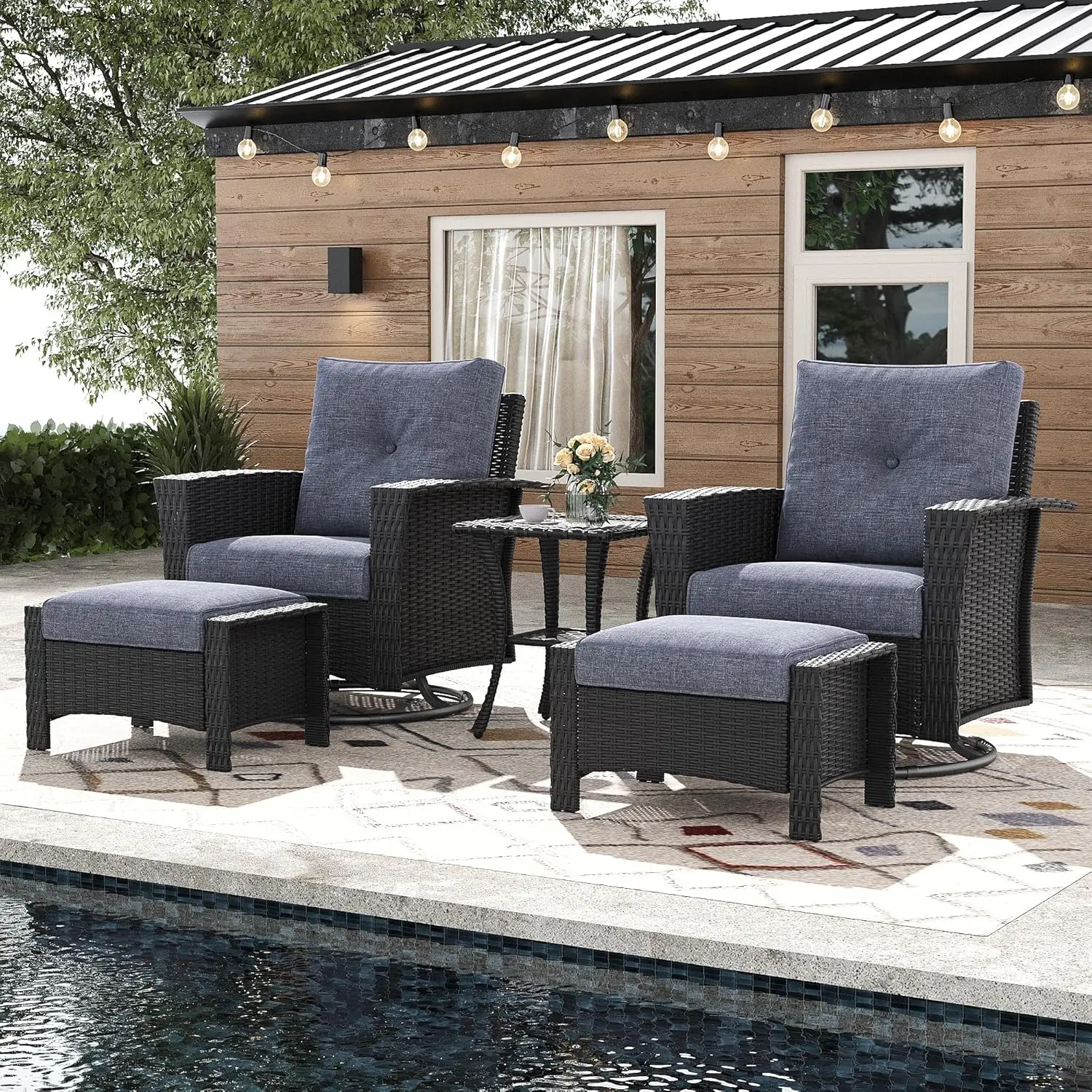 5pc PE Rattan Outdoor Sectional Sofa Set Swivel Chairs Side Table Garden Backyard Balcony Customized
5pc PE Rattan Outdoor Sectional Sofa Set Swivel Chairs Side Table Garden Backyard Balcony Customized