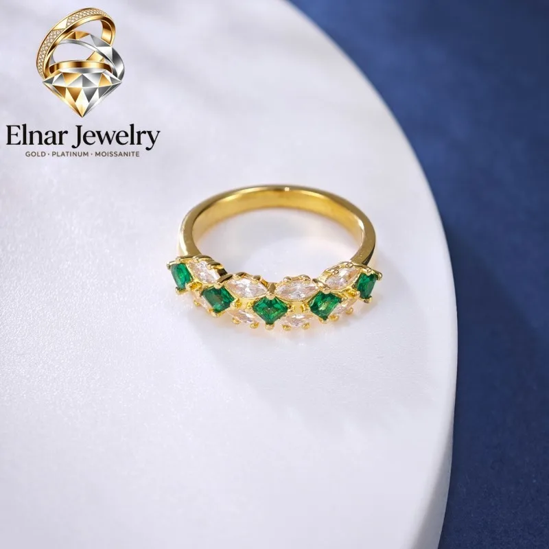 Elnar Jewelry Solid 925 Sterling Silver Wedding Band Ring Yellow Gold Color Jewelry Elegant Artificial Emerald Diamond Ring 258R
Elnar Jewelry Solid 925 Sterling Silver Wedding Band Ring Yellow Gold Color Jewelry Elegant Artificial Emerald Diamond Ring 258R
