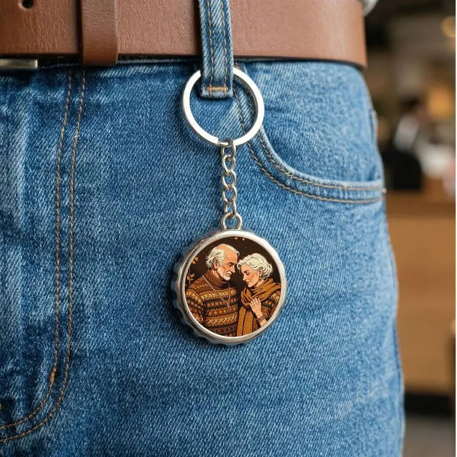 Printed Keychain With Elderly Couple In Knit Sweaters For Grandparents Day
Printed Keychain With Elderly Couple In Knit Sweaters For Grandparents Day