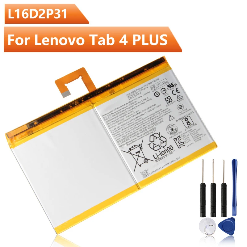 Replacement Battery L16D2P31 For Lenovo Tab 4 Tab4 PLUS TB-X704F TB2-X30M TB-X304F Rechargeable Battery 7000mAh
Replacement Battery L16D2P31 For Lenovo Tab 4 Tab4 PLUS TB-X704F TB2-X30M TB-X304F Rechargeable Battery 7000mAh