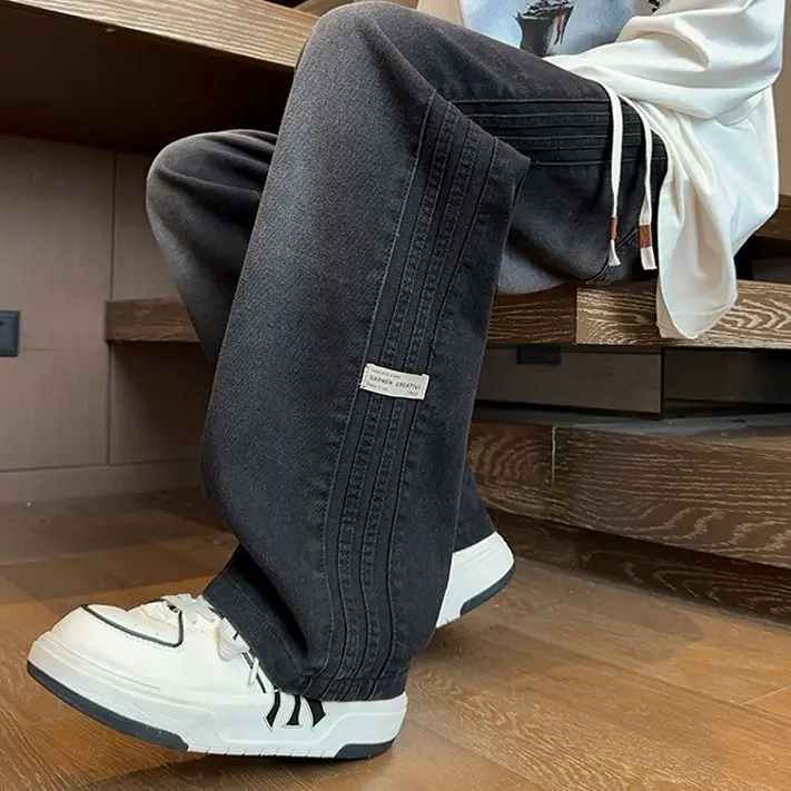 Loose Straight Leg Men's Jeans Elastic Waist Waed out Stripe Wide Leg Long Trousers Autumn Faion Casual Youth Polyester C...
Loose Straight Leg Men's Jeans Elastic Waist Waed out Stripe Wide Leg Long Trousers Autumn Faion Casual Youth Polyester C...