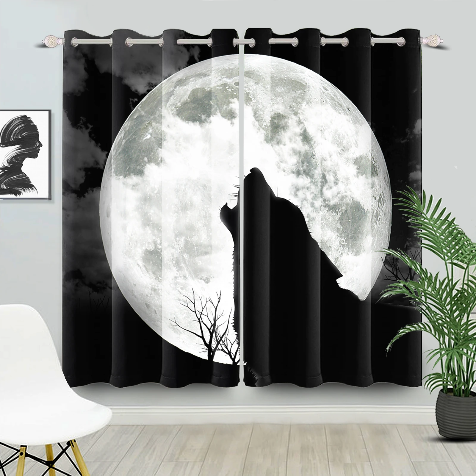 Moon Wolf Living Room Window Blackout Curtains Halloween Home Decor Black Night Blackout For Bedroom Grommet Curtains 2Pcs
Moon Wolf Living Room Window Blackout Curtains Halloween Home Decor Black Night Blackout For Bedroom Grommet Curtains 2Pcs