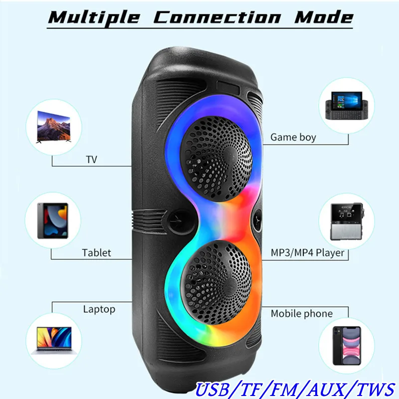 Беспроводные колонки высокой мощности для Домашнего Караоке Partybox, Bluetooth, портативный сабвуфер с супер басами, музыкальный центр с RGB подсветкой, FM/TWS
Беспроводные колонки высокой мощности для Домашнего Караоке Partybox, Bluetooth, портативный сабвуфер с супер басами, музыкальный центр с RGB подсветкой, FM/TWS