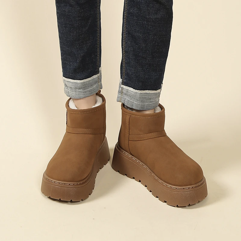 Women's Warm and Windproof Slip-on Boots Winter Casual Solid Color Basic Plush Comfortable and Non-slip EVA Outsole Ankle Boots
Women's Warm and Windproof Slip-on Boots Winter Casual Solid Color Basic Plush Comfortable and Non-slip EVA Outsole Ankle Boots