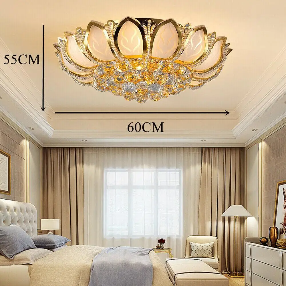 Modern Flush Mount Crystal Bedroom Ceiling Light Lotus Chandelier Living Room Lighting
Modern Flush Mount Crystal Bedroom Ceiling Light Lotus Chandelier Living Room Lighting