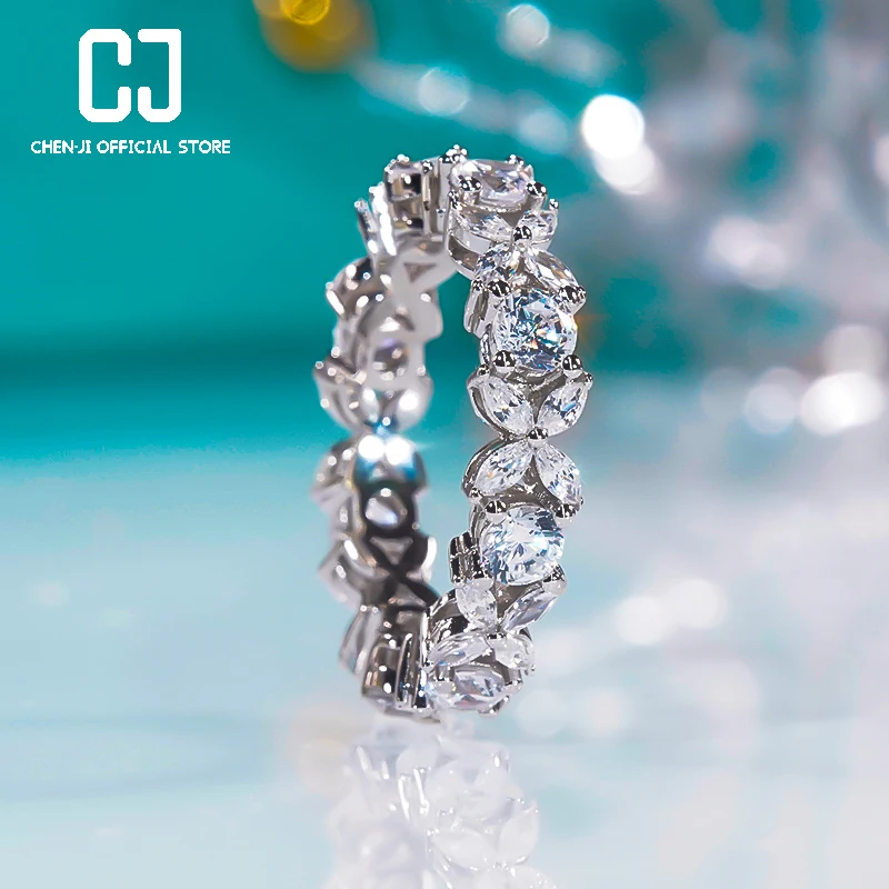 New 925 Sterling Silver Plated High Carbon Diamonds Four Leaf Clover Whole Circle Row Ring Luxury Personality Floral Jewelry
New 925 Sterling Silver Plated High Carbon Diamonds Four Leaf Clover Whole Circle Row Ring Luxury Personality Floral Jewelry