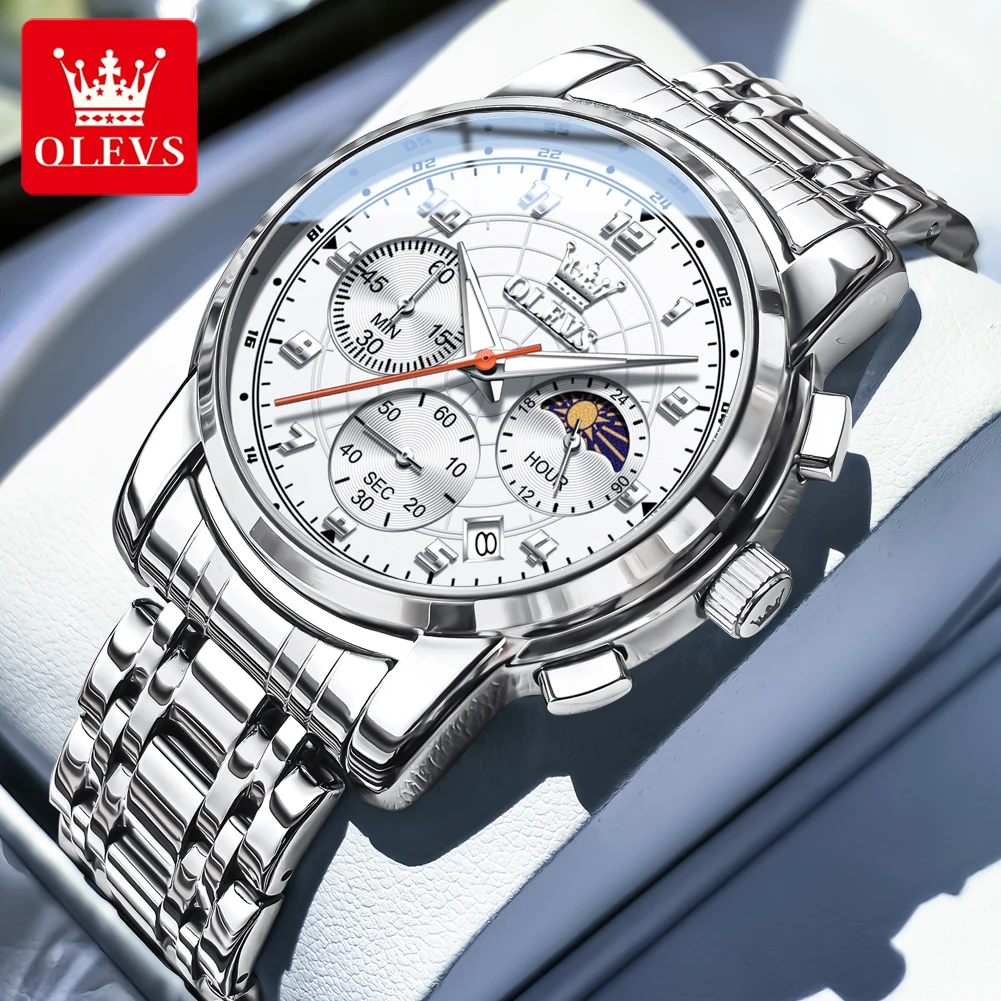 OLEVS 2983 Men Original Quartz Movement Watch Multi-functional Dial Chronography Night Light Function 30m Waterproof Watch
OLEVS 2983 Men Original Quartz Movement Watch Multi-functional Dial Chronography Night Light Function 30m Waterproof Watch