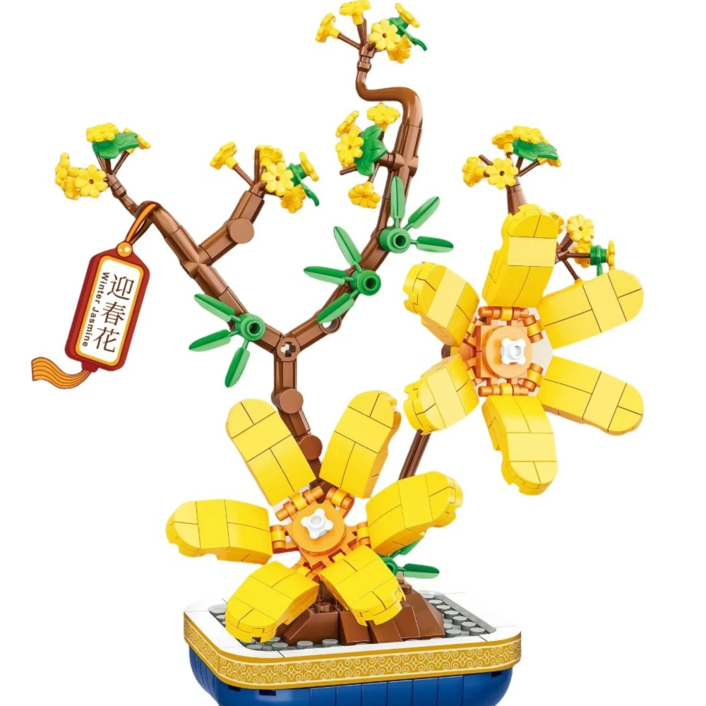 MOC Winter Jasmine Peach Blossom Rose Flower Pot Plant Building Blocks Desktop Ornament Home Decor Toys Gift For Kids Birthday
MOC Winter Jasmine Peach Blossom Rose Flower Pot Plant Building Blocks Desktop Ornament Home Decor Toys Gift For Kids Birthday