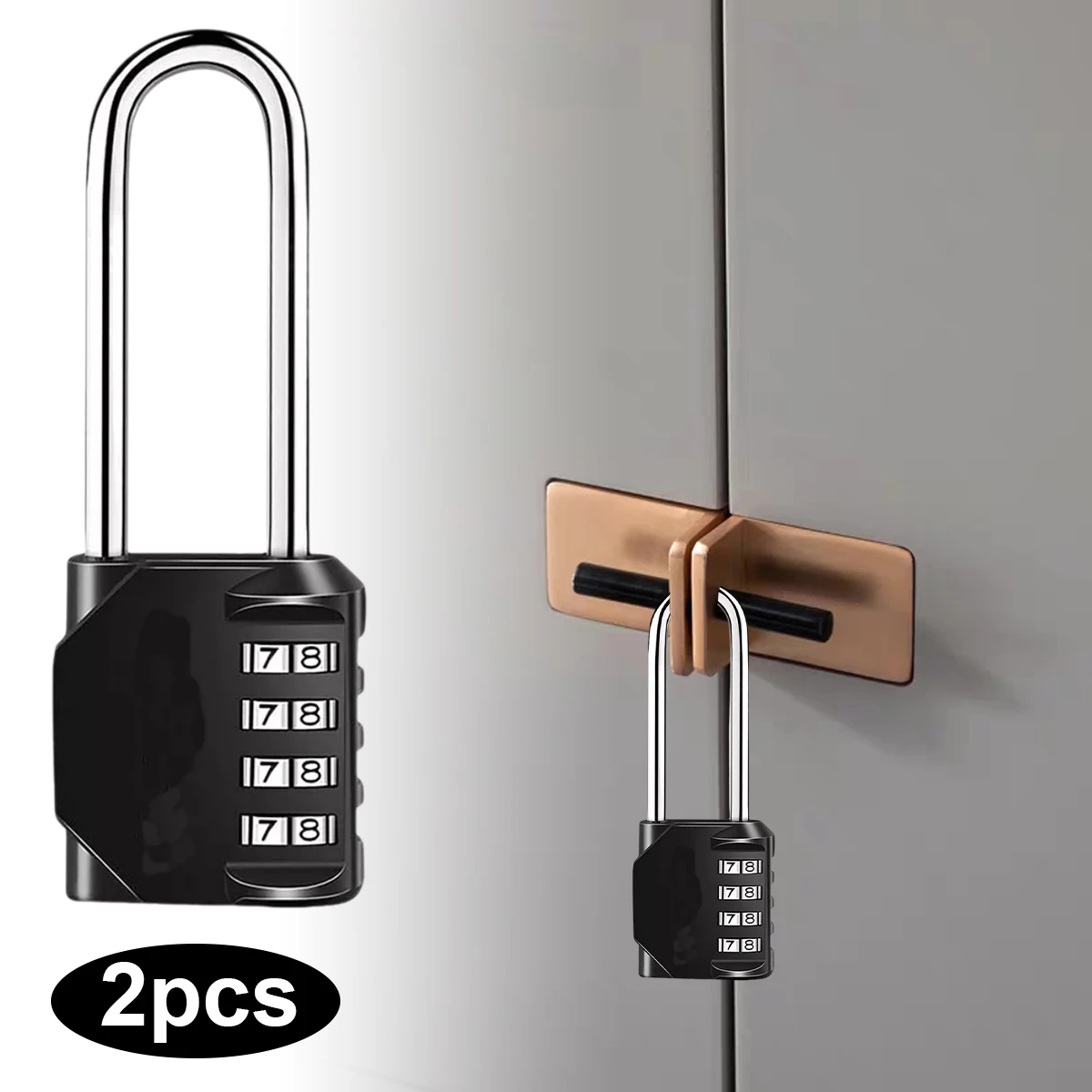 2Pcs 4 Digit Number Combination Pad Lock Long Shackle Padlock Outdoor Waterproof Lock Suitcase Luggage Security Coded Lock
2Pcs 4 Digit Number Combination Pad Lock Long Shackle Padlock Outdoor Waterproof Lock Suitcase Luggage Security Coded Lock