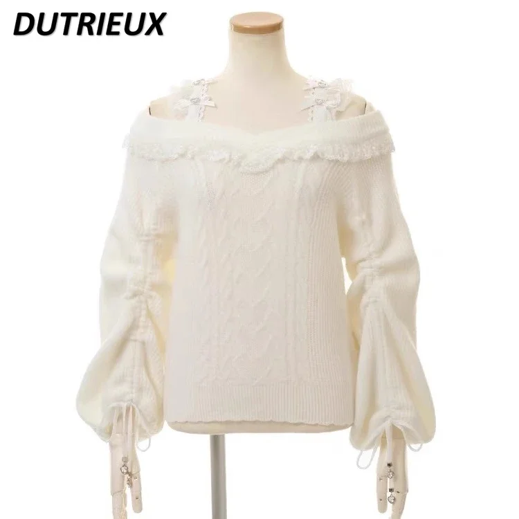 Japanese Pendant Love Suspender Off-the-shoulder Pleated Knitted Pullover Sweet Cute Girls Heavy Industry Bow Sweater
Japanese Pendant Love Suspender Off-the-shoulder Pleated Knitted Pullover Sweet Cute Girls Heavy Industry Bow Sweater