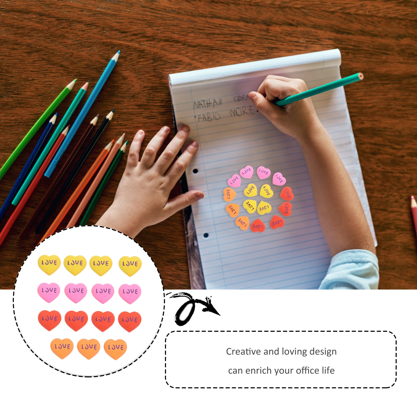 15pcs Heart Shaped Erasers Cute Mini Rubber Valentine Day Supplies Cartoon Writing Favors Office Stationery Student
15pcs Heart Shaped Erasers Cute Mini Rubber Valentine Day Supplies Cartoon Writing Favors Office Stationery Student