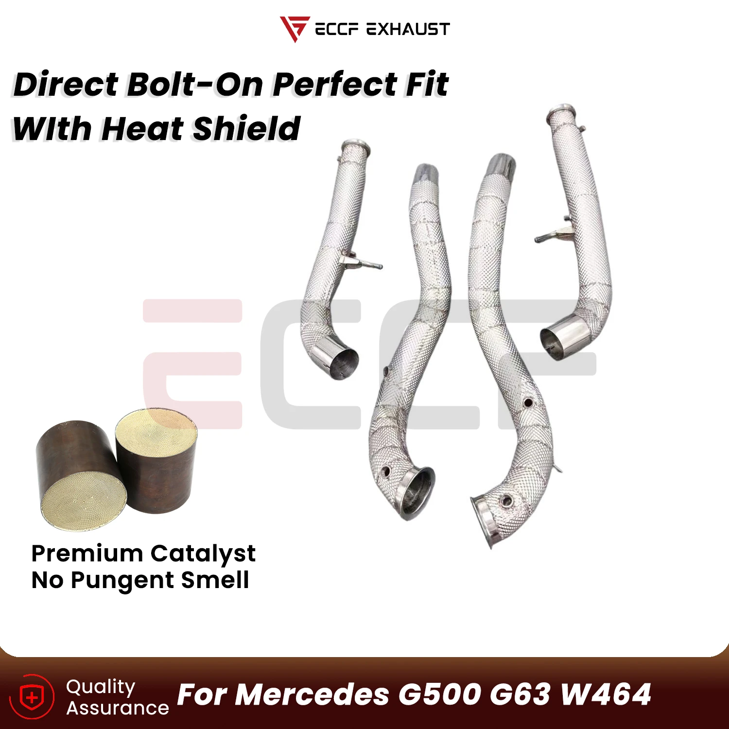 Sporty Downpipe With Heat Shield For Mercedes G500 G63 W464 Aggressive Exhaust Sound Plug and Play Upgrade Performance
Sporty Downpipe With Heat Shield For Mercedes G500 G63 W464 Aggressive Exhaust Sound Plug and Play Upgrade Performance