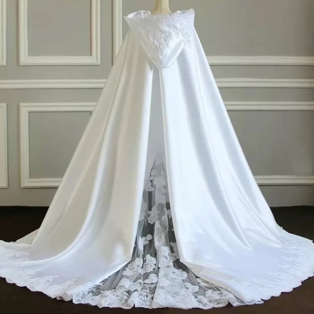 Hooded Wedding Cloak Lace Satin Bridal Cape Appliques Bride Bolero Wedding Wrap Shawl Customized
Hooded Wedding Cloak Lace Satin Bridal Cape Appliques Bride Bolero Wedding Wrap Shawl Customized
