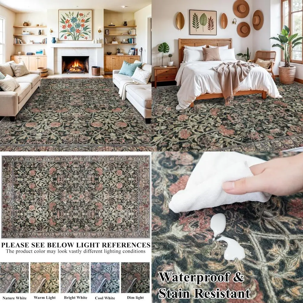 Floral Washable Living Room Rugs - Non-Slip Vintage Style Low Pile Carpets with Stain Resistance and Soft Texture for Bedrooms
Floral Washable Living Room Rugs - Non-Slip Vintage Style Low Pile Carpets with Stain Resistance and Soft Texture for Bedrooms
