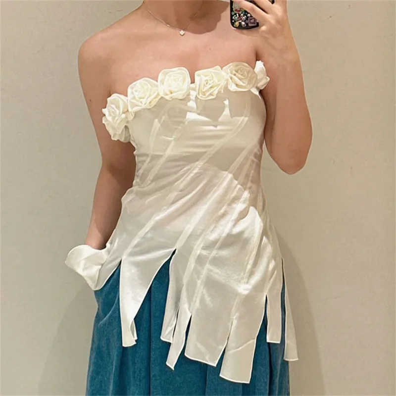 corset top 2024 Summer New Sexy Backless Women's Vest 3D floral decoration sleeveless top korean fashion cotton blend Tank Top
corset top 2024 Summer New Sexy Backless Women's Vest 3D floral decoration sleeveless top korean fashion cotton blend Tank Top
