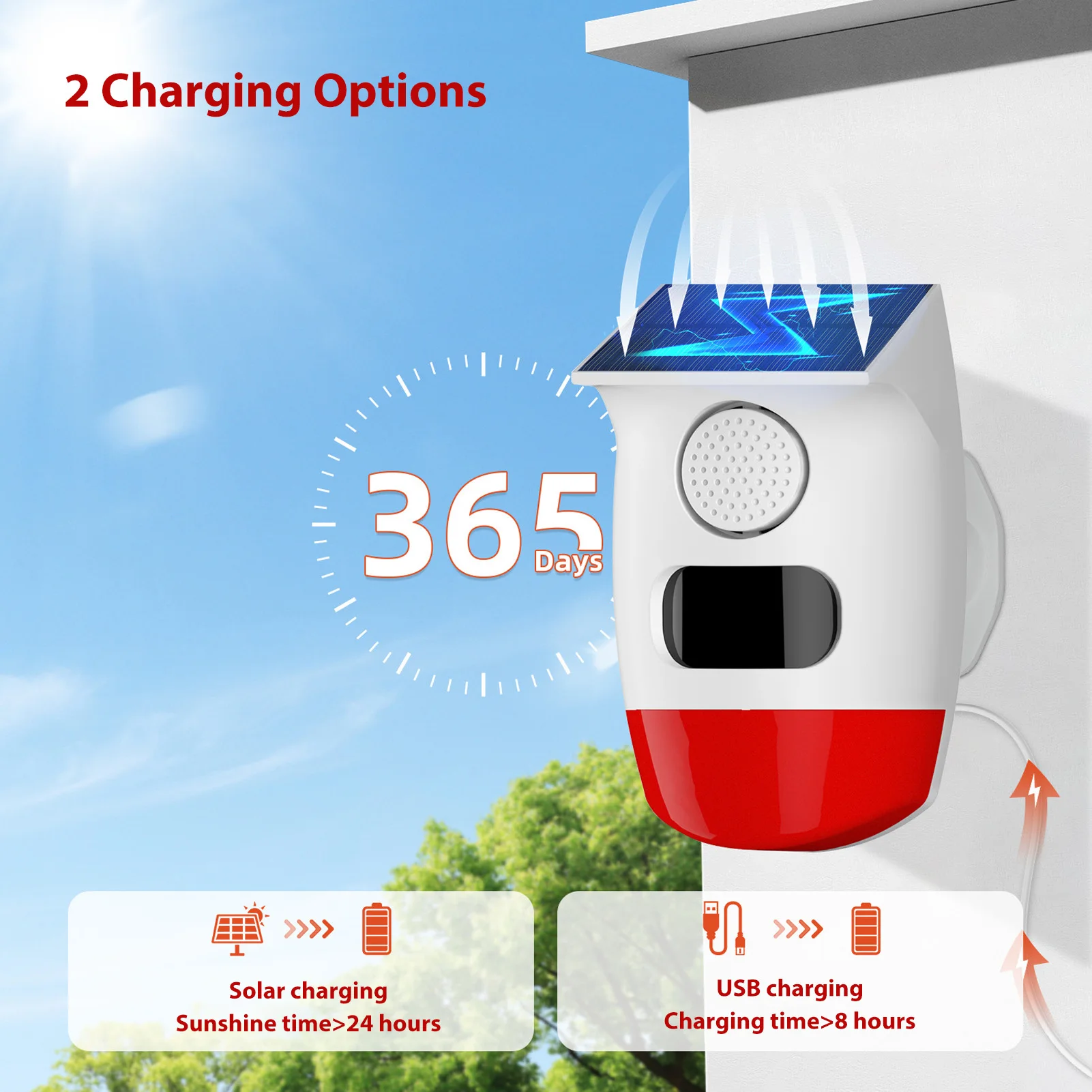 Solar Wireless Alarm Outdoor Indoor 120dB Infrared Alarm 8 Custom Voice Modes Alarm Detector for Construction Site Pond Forest
Solar Wireless Alarm Outdoor Indoor 120dB Infrared Alarm 8 Custom Voice Modes Alarm Detector for Construction Site Pond Forest